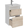 Тумба LEMARK COMBI 50 см под раковину, подвесная/напольная, 2 ящика, фасад Дуб кантри, корпус белый глянец LM03C50T-dub
